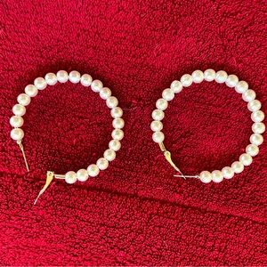 Pearl hoops - costume jewelry